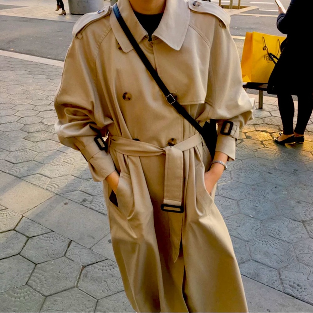Parisian style petit trench coat oversized fit M